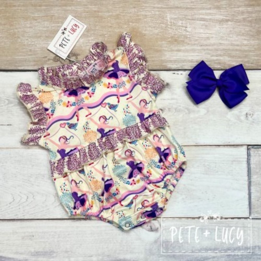Pete + Lucy Ballerina Romper Bubble Size 9-12M
